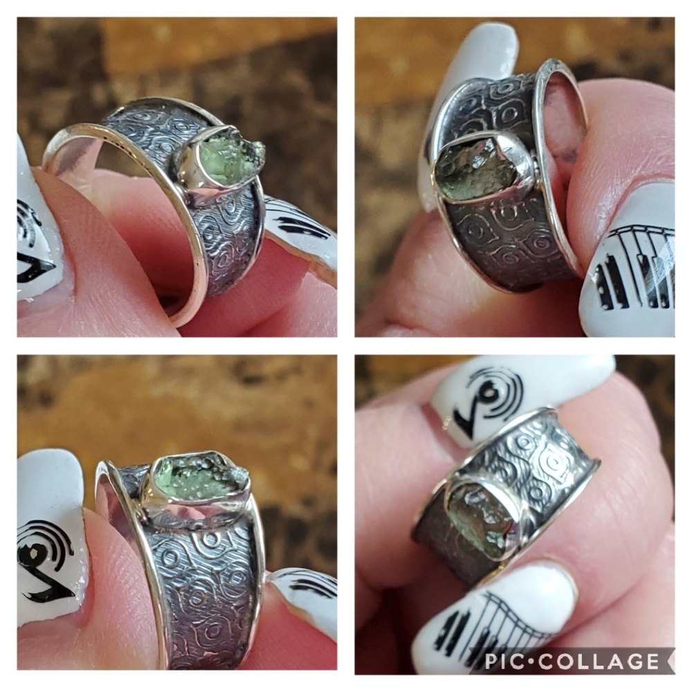 Genuine Czech Moldavite Ring Size 8 - Picture 5 of 8